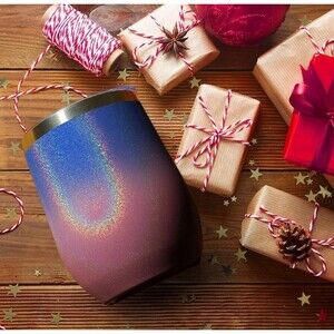 Wine Tumbler Stainless Steel Cup Vacuum Insulated W/ Lid 12oz Glitter Mermaid